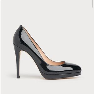 L.K. Bennett Sledge Black Patent Platform Heels 36.5